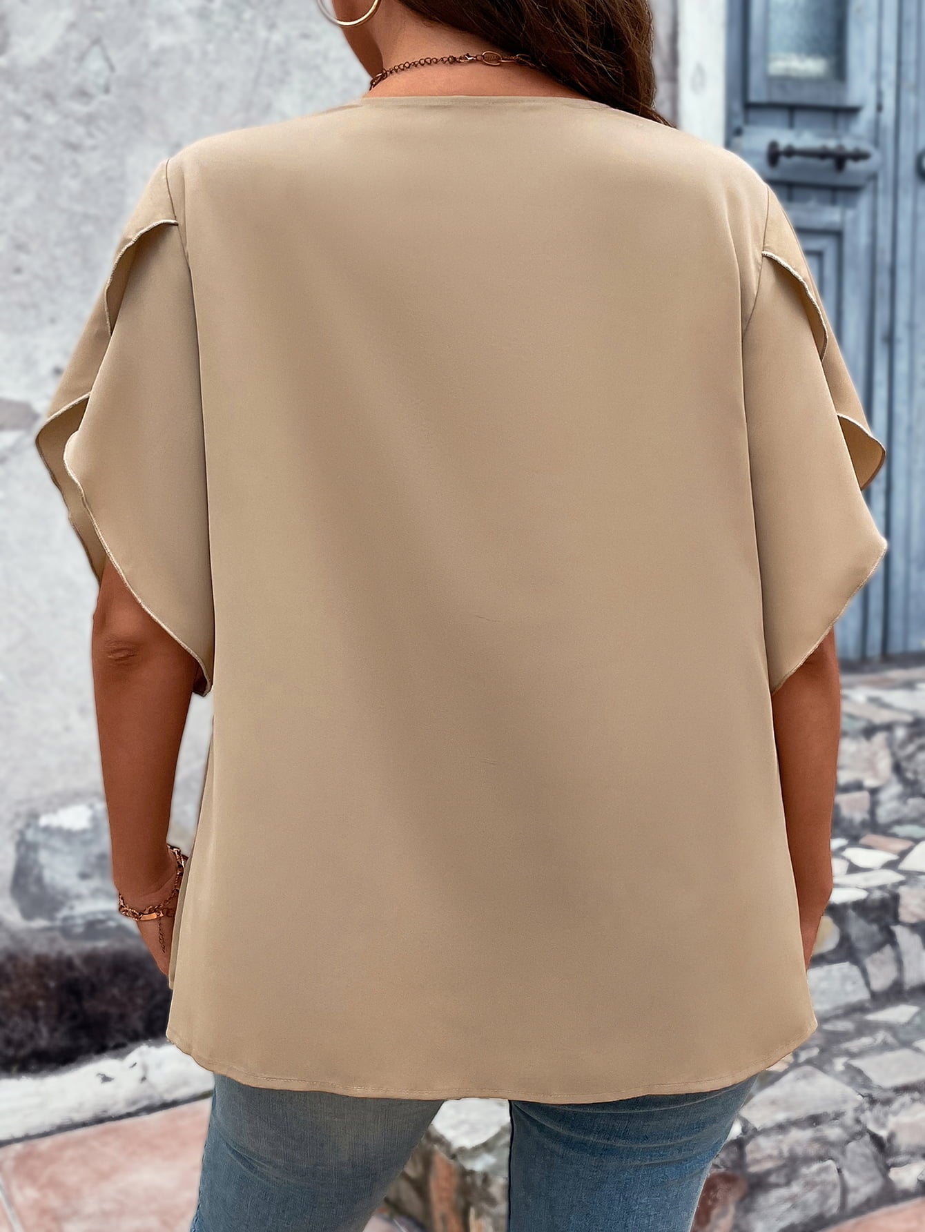 Plus Size V-Neck Flutter Sleeve Blouse - Charming Charlie