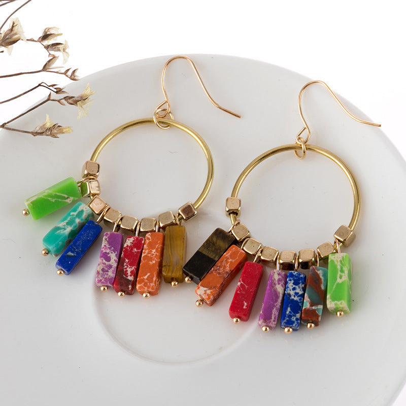 Multicolored Stone Dangle Earrings - Charming Charlie