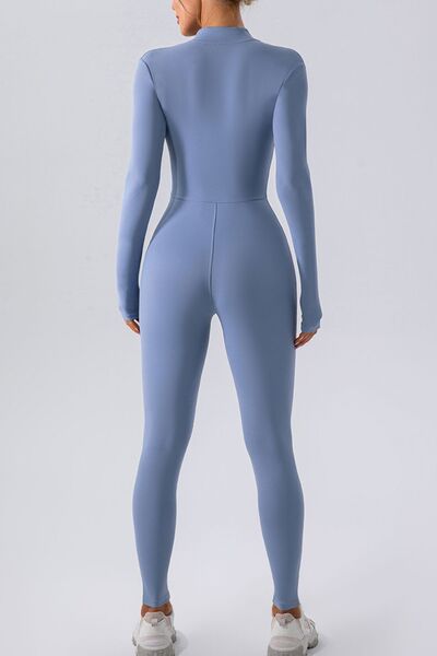 Half Zip Mock Neck Active Jumpsuit - Charming Charlie
