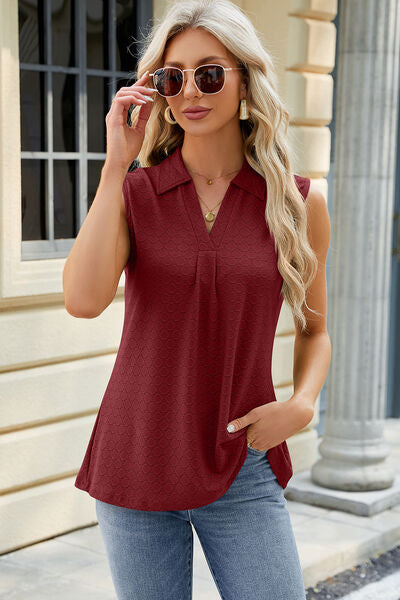Eyelet Johnny Collar Tank - Charming Charlie