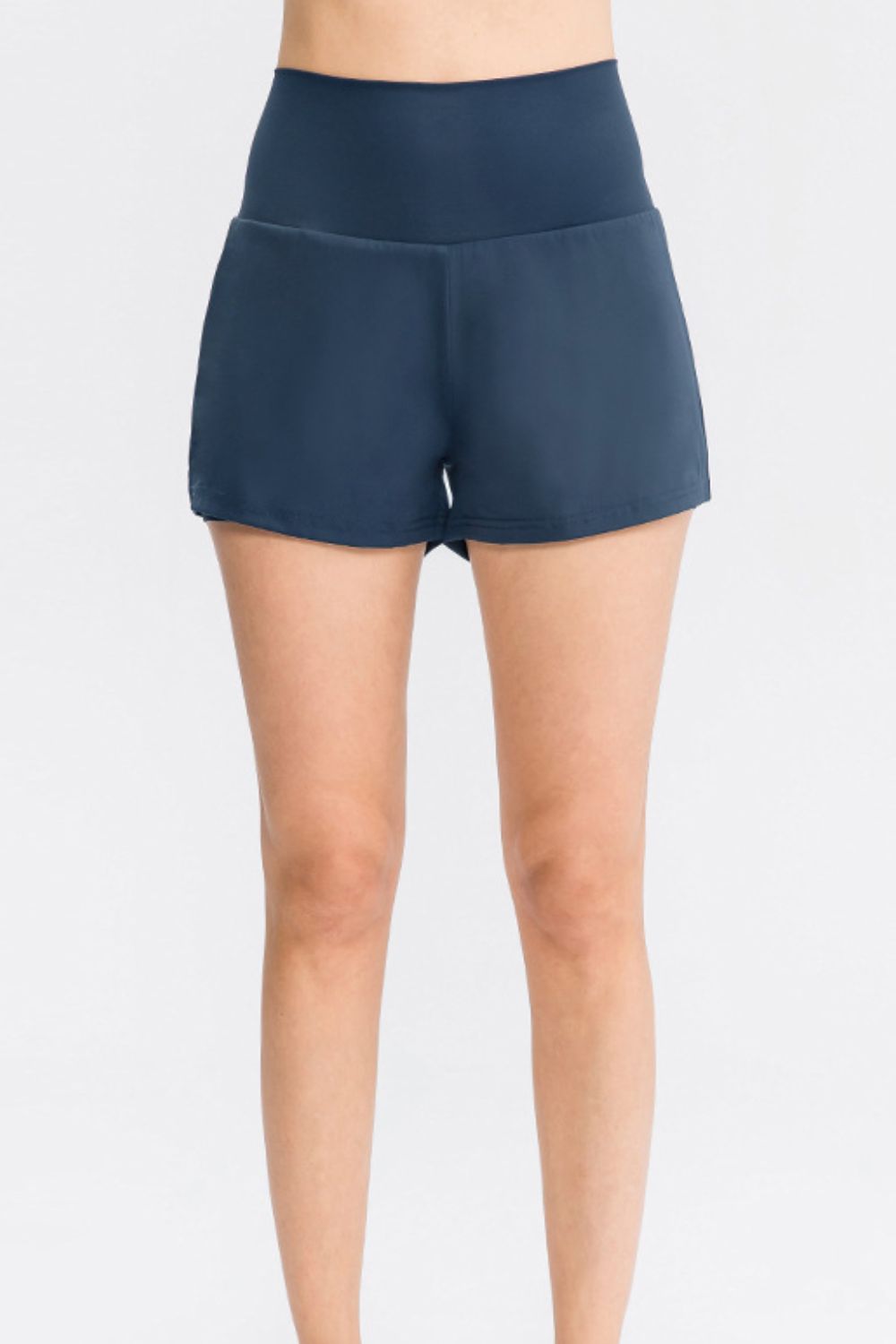 Wide Waistband Sports Shorts with Pockets - Charming Charlie