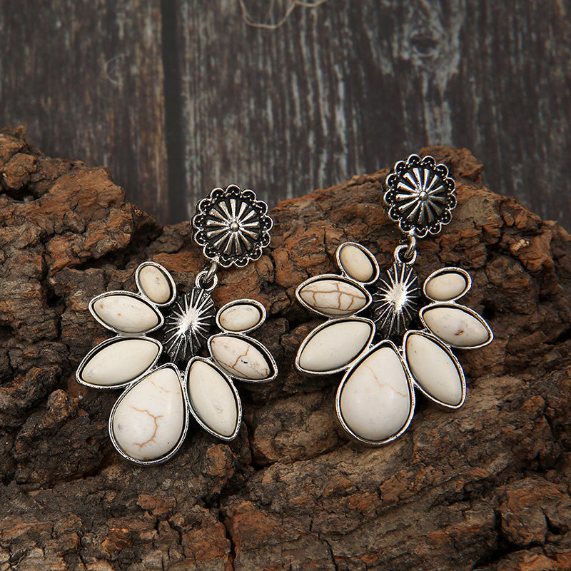 Artificial Turquoise Flower Earrings - Charming Charlie