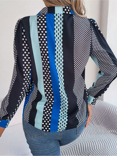 Polka Dot Contrast Long Sleeve Shirt - Charming Charlie