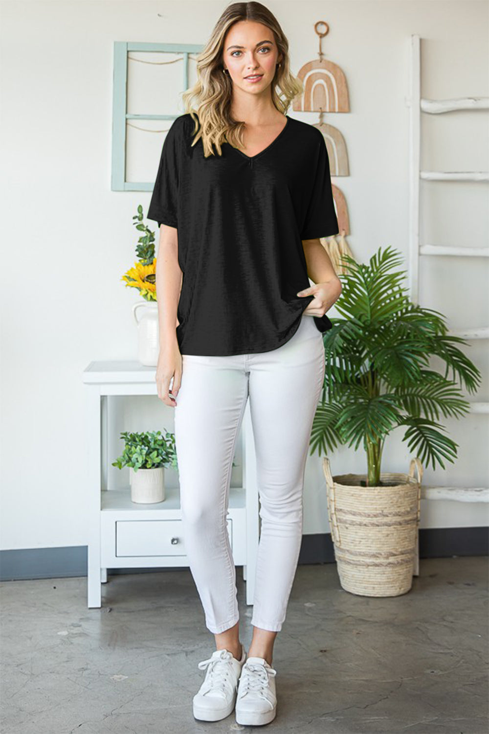 Heimish Full Size V-Neck Short Sleeve T-Shirt - Charming Charlie