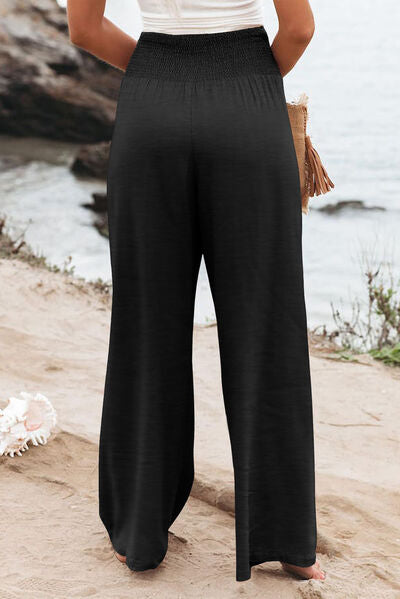 Plus Size Smocked High Waist Wide Leg Pants - Charming Charlie