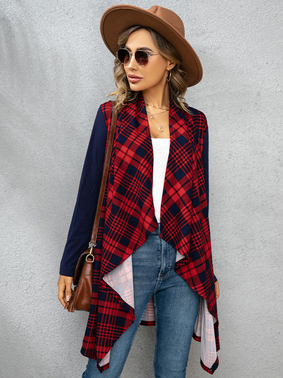 Plaid Open Front Cardigan - Charming Charlie