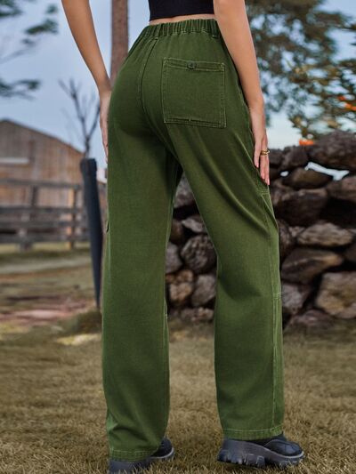High Waist Cargo Straight Jeans - Charming Charlie