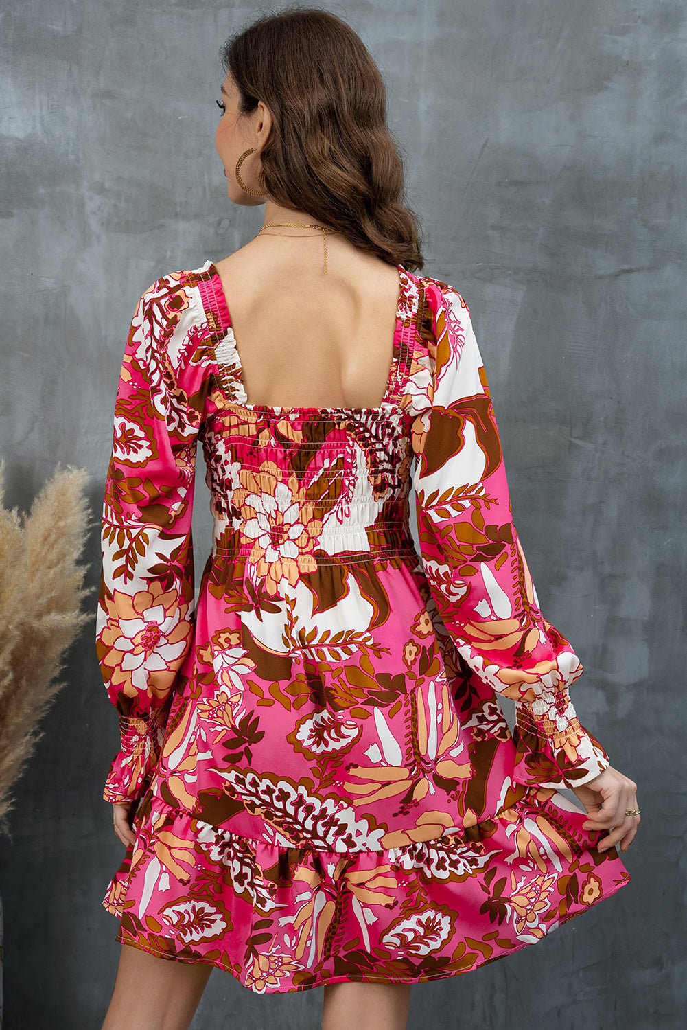 Floral Square Neck Flounce Sleeve Dress - Charming Charlie