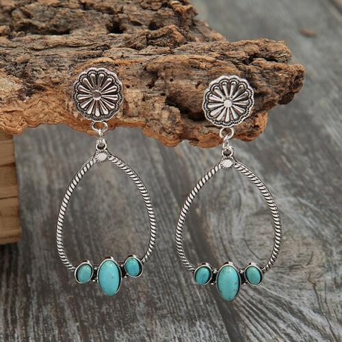 Artificial Turquoise Teardrop Earrings - Charming Charlie