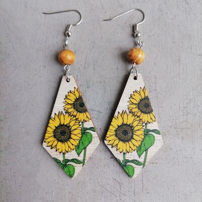 Floral Wooden Teardrop Earrings - Charming Charlie