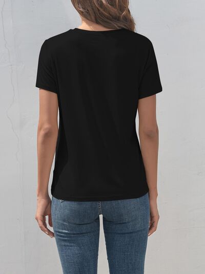 Heart Round Neck Short Sleeve T-Shirt - Charming Charlie