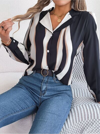Printed Button Up Long Sleeve Shirt - Charming Charlie