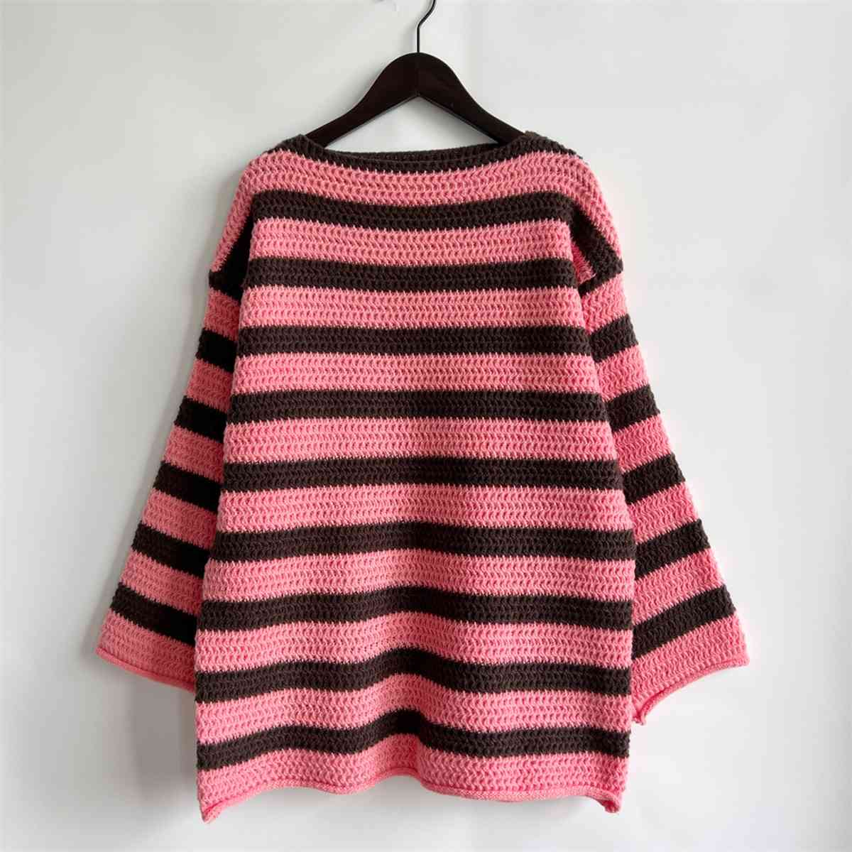 Striped Round Neck Long Sleeve Sweater - Charming Charlie