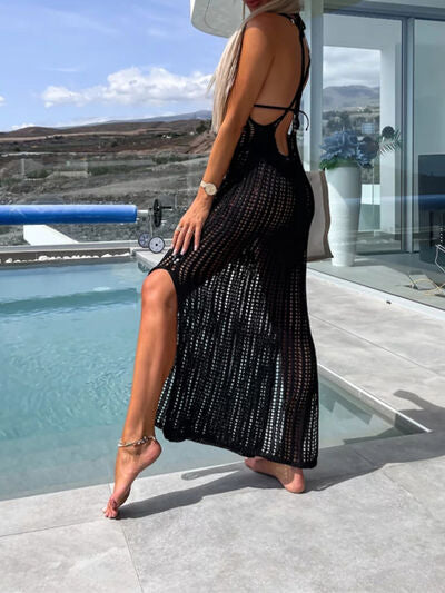 Openwork Slit Cutout Wide Strap Dress - Charming Charlie