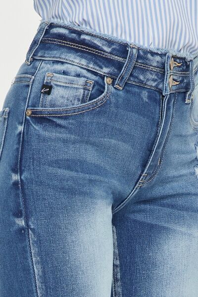 Kancan Distressed Raw Hem High Waist Jeans - Charming Charlie