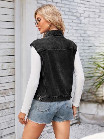 Button Up Cap Sleeve Denim Jacket - Charming Charlie