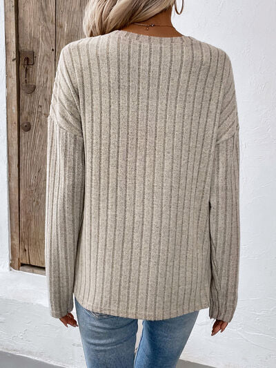 Round Neck Dropped Shoulder T-Shirt - Charming Charlie