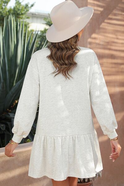 Round Neck Dropped Shoulder Mini Dress - Charming Charlie