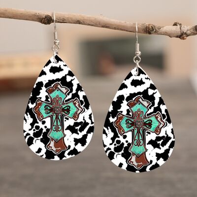 PU Leather Iron Hook Teardrop Earrings - Charming Charlie