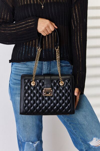 David Jones Quilted PU Leather Handbag - Charming Charlie