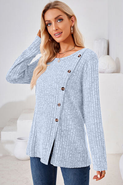 Round Neck Long Sleeve T-Shirt - Charming Charlie