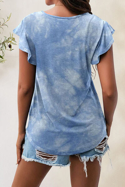 Printed Round Neck Short Sleeve T-Shirt - Charming Charlie