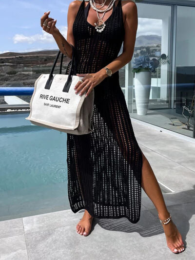Openwork Slit Cutout Wide Strap Dress - Charming Charlie