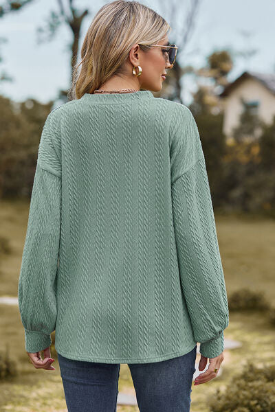 Textured V-Neck Dropped Shoulder T-Shirt - Charming Charlie