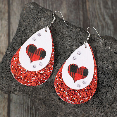 Heart Sequin Leather Teardrop Earrings - Charming Charlie