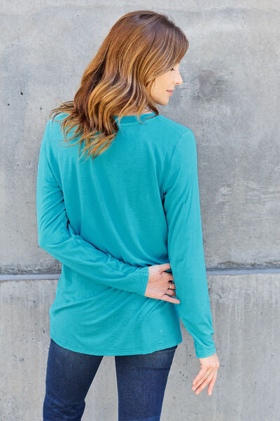 Basic Bae Full Size V-Neck Long Sleeve Top - Charming Charlie