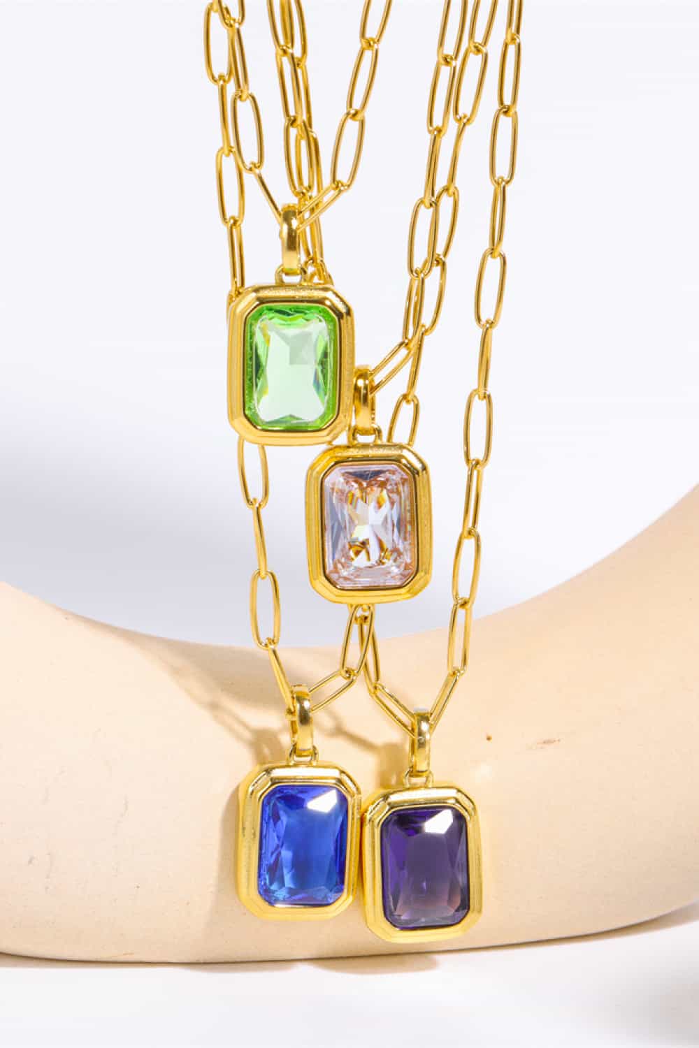 Zircon 18K Gold-Plated Geometrical Shape Pendant Necklace - Charming Charlie
