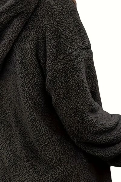 Half Zip Dropped Shoulder Oversized Hoodie - Charming Charlie