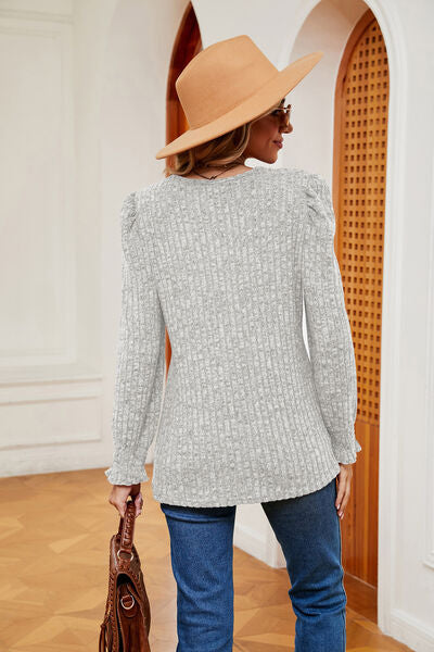 Square Neck Flounce Sleeve T-Shirt - Charming Charlie