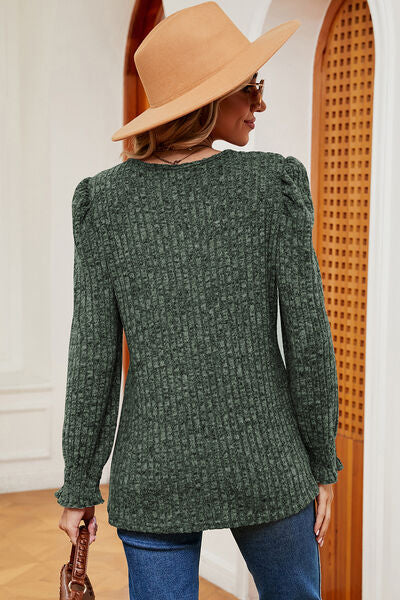 Square Neck Flounce Sleeve T-Shirt - Charming Charlie