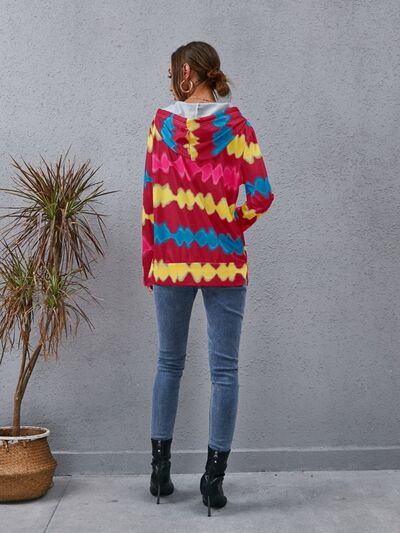 Contrast Quarter Zip Dropped Shoulder Hoodie - Charming Charlie