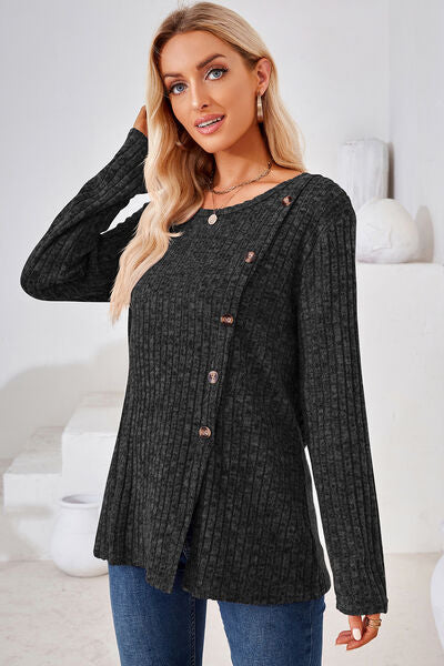 Round Neck Long Sleeve T-Shirt - Charming Charlie