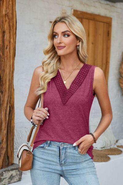 Lace Detail V-Neck Tank - Charming Charlie