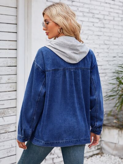 Pocketd Button Up Detachable Hooded Denim Jacket - Charming Charlie