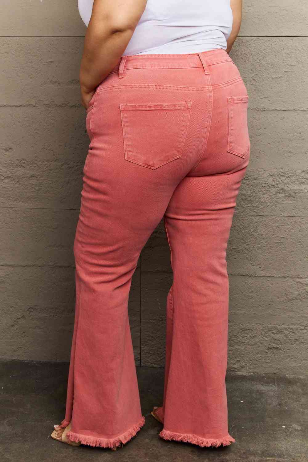 RISEN Bailey Full Size High Waist Side Slit Flare Jeans - Charming Charlie