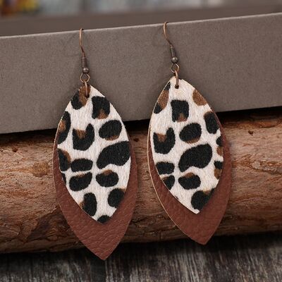 Leaf Shape Leather Dangle Earrings - Charming Charlie