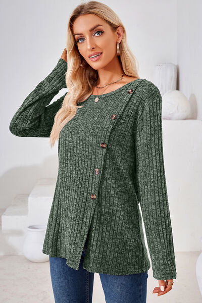 Round Neck Long Sleeve T-Shirt - Charming Charlie