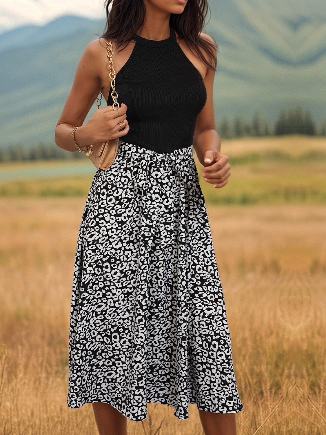 Leopard Halter Neck Midi Dress - Charming Charlie