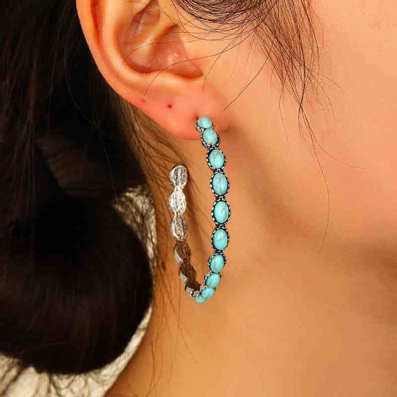 Artificial Turquoise C-Hoop Earrings - Charming Charlie