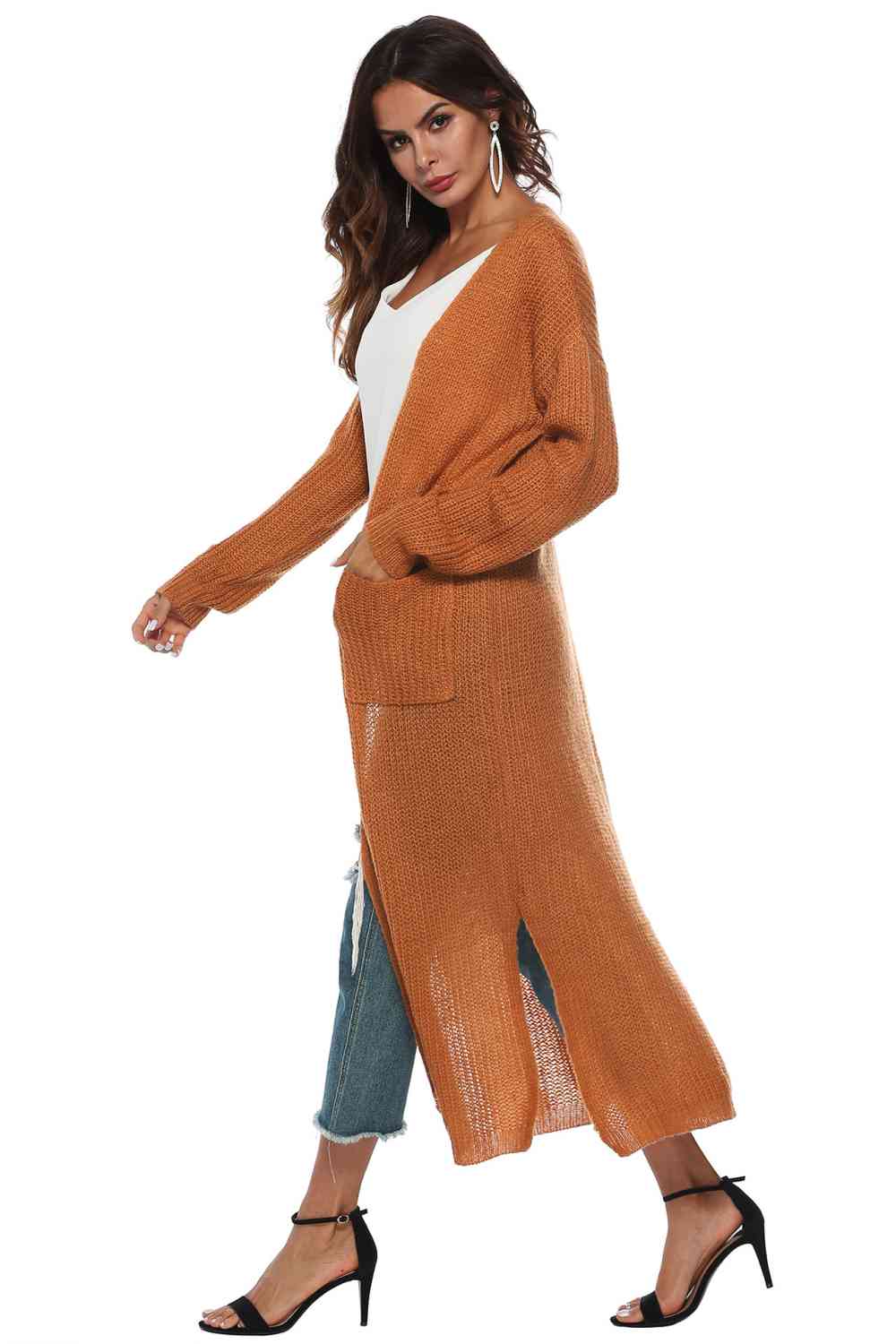 Long Sleeve Open Front Buttoned Cardigan - Charming Charlie