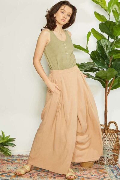 Mittoshop Wrap Pleating Detail Wide Leg Pants - Charming Charlie
