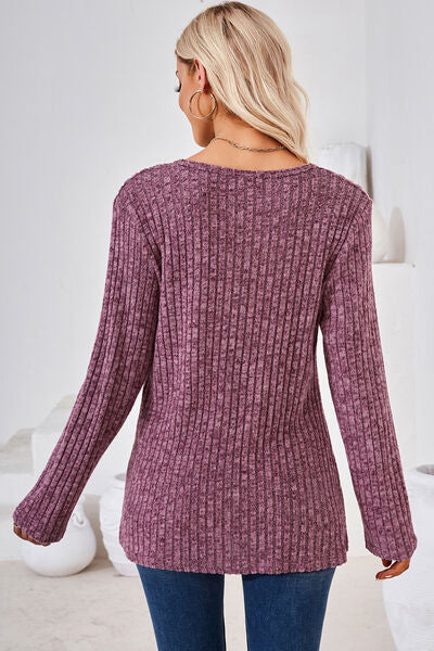 Round Neck Long Sleeve T-Shirt - Charming Charlie