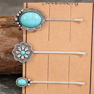 3 PCS/Set Artificial Turquoise Hair Pins - Charming Charlie