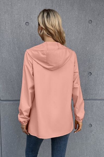 Zip Up Long Sleeve Hooded Watertight Jacket - Charming Charlie