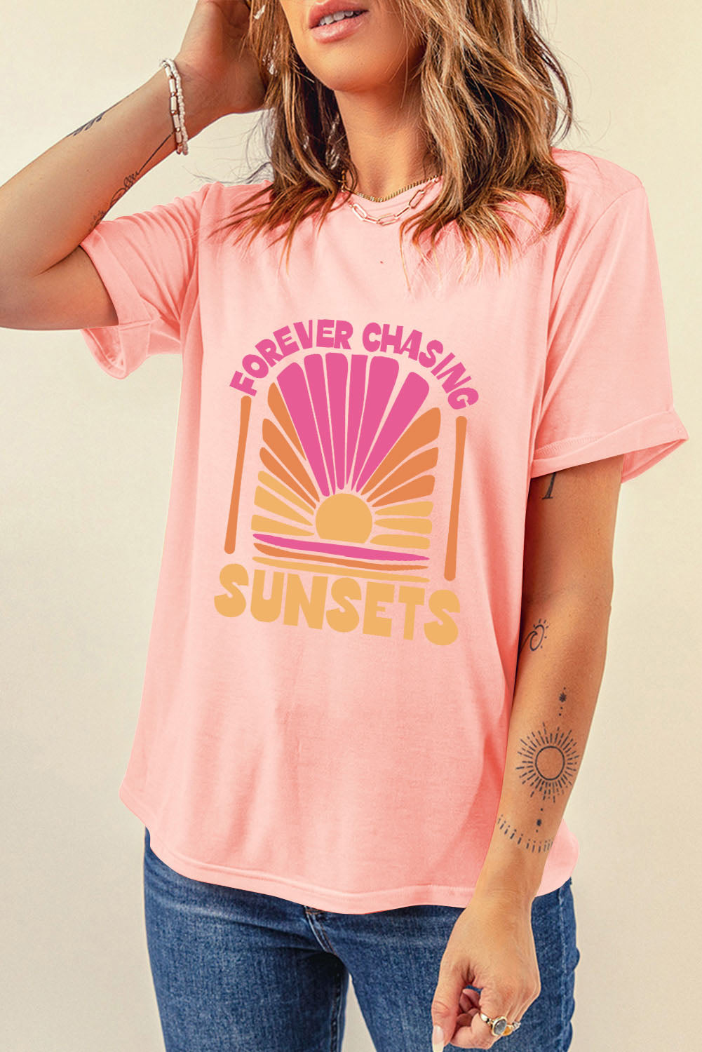 FOREVER CHASING SUNSETS Round Neck T-Shirt - Charming Charlie