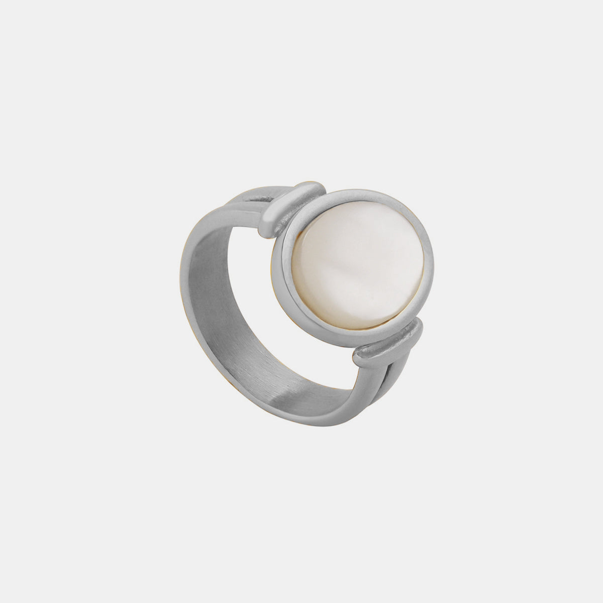 Titanium Steel White Sea Shell Ring - Charming Charlie